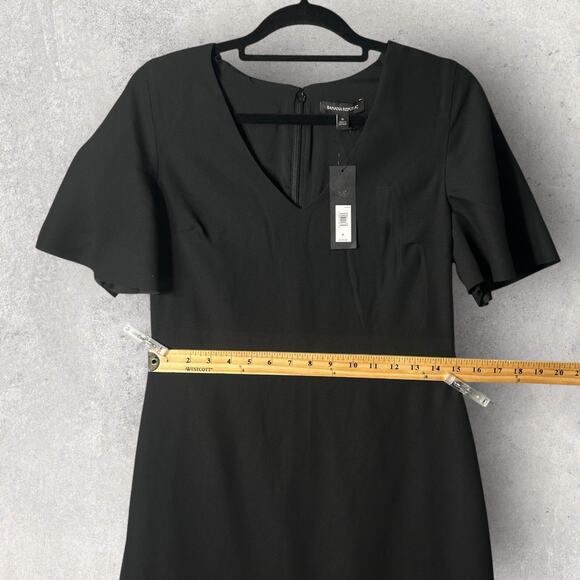 New Banana Republic Flutter Sleeve Midi Dress Black Work Evening Women 6 - Picture 8 of 12